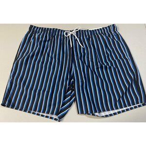 Arizona Jean Co Mens XXL Striped Swim Trunks With Elastic Waistband & Drawstring
